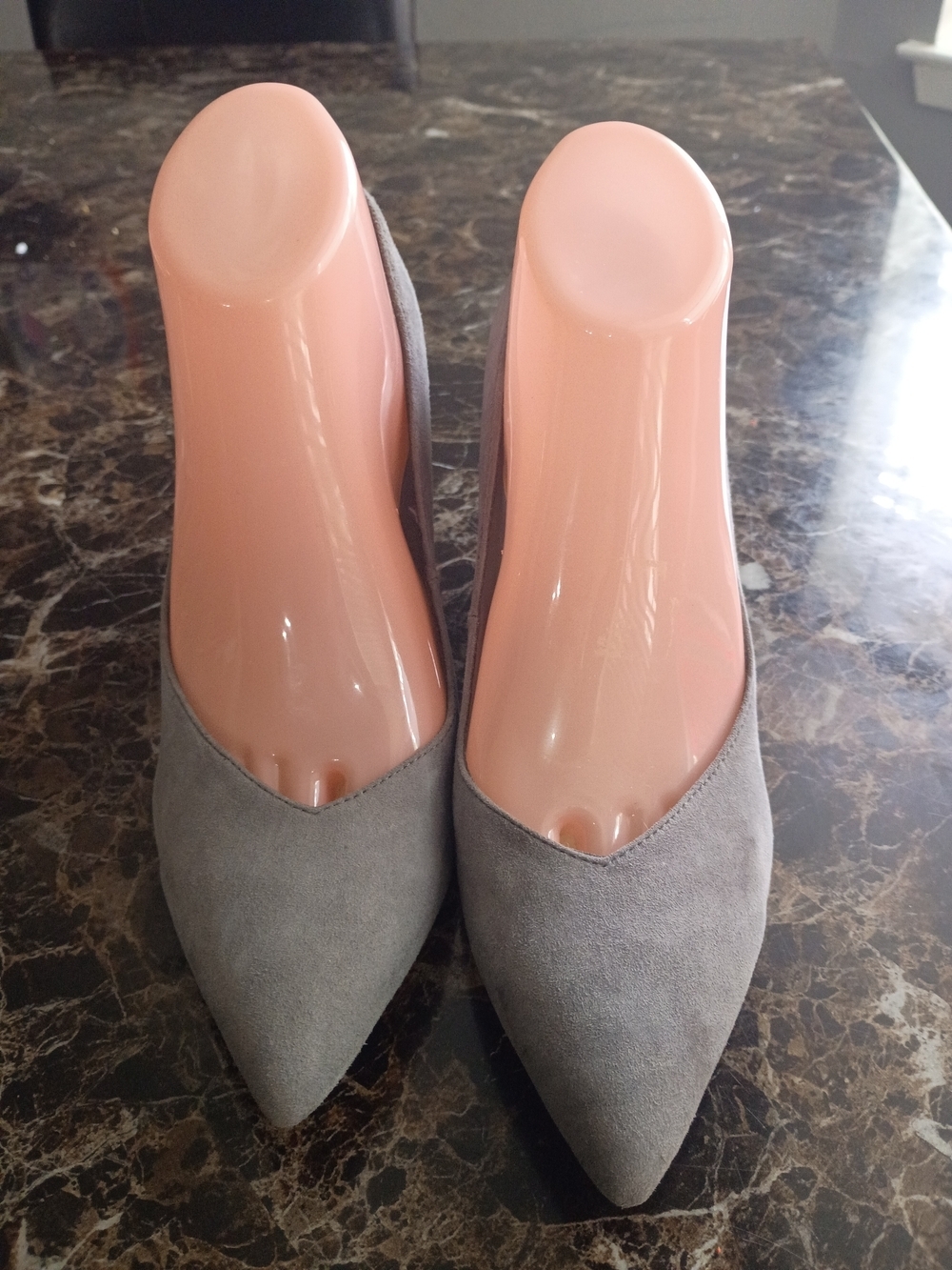 Marc Fisher Gray Suede Pointed-Toe Block Heels - Picture 2 of 9
